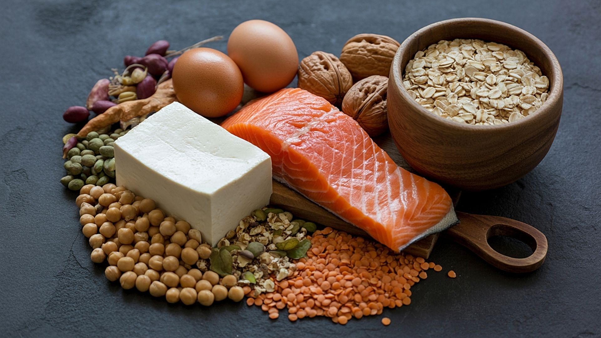 assortment of protein foods