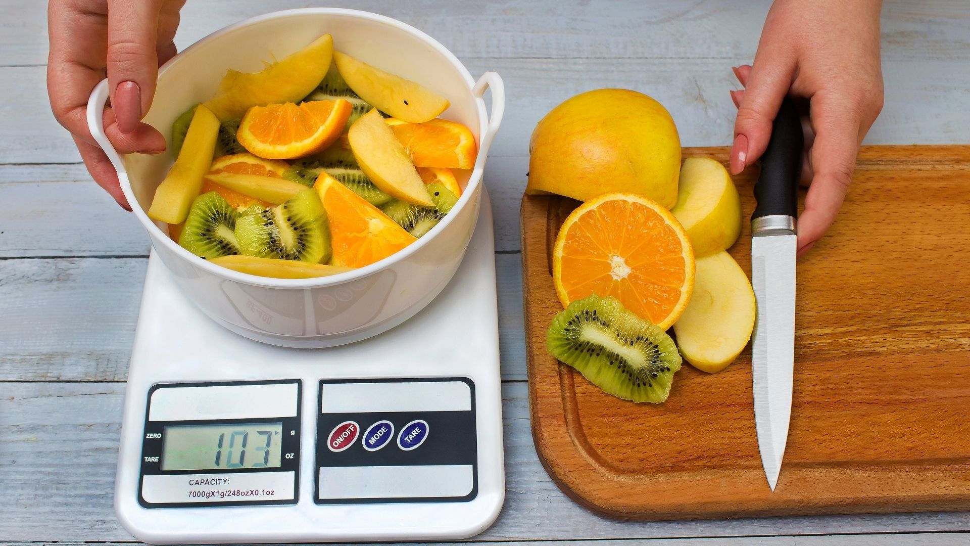 weighing fruit